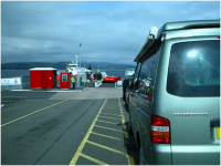 Waiting to board at Gourock. I met a lady with a Sheltie in the queue – the only other Sheltie I saw in the whole of the trip!!.png